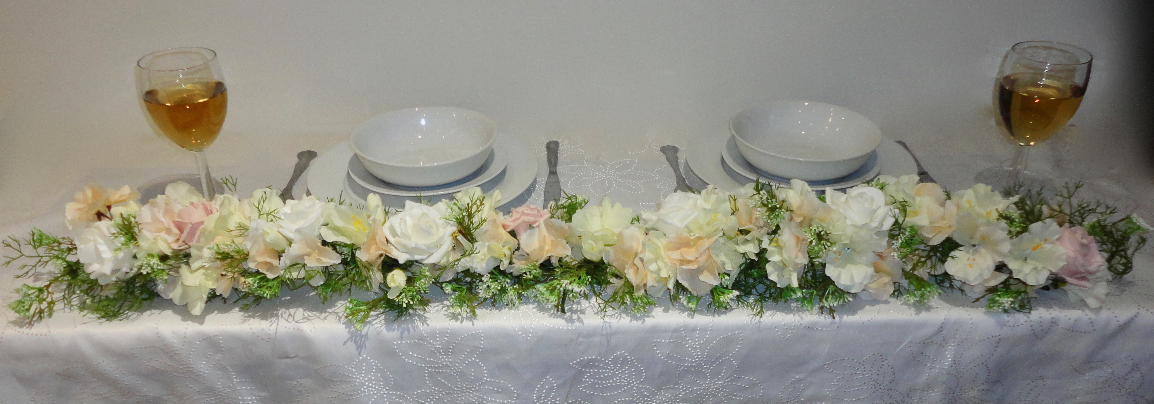 Floral garland, Wedding Garland Beautiful lush garland of blush hydrangea, ivory & blush roses, freesia